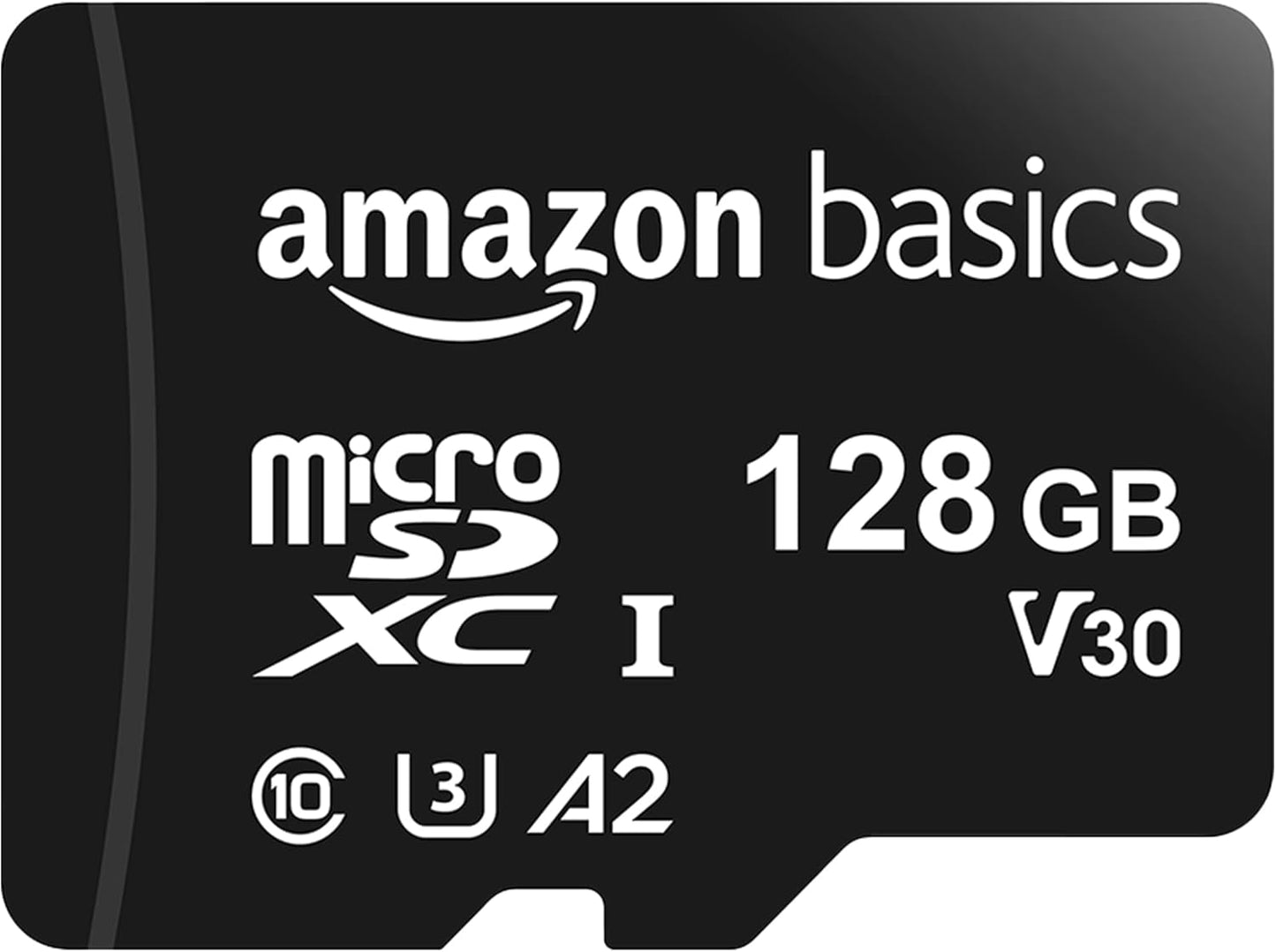 Amazon Basics Micro SDXC Memory Card with Full Size Adapter A2 U3 Read Speed 128GB Black (OPEN BOX)