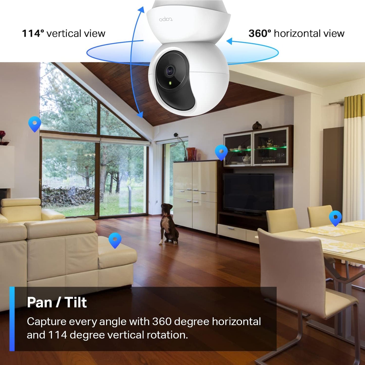 TP-Link Tapo 2K Pan Tilt Security Camera for Baby Monitor Dog Camera C210