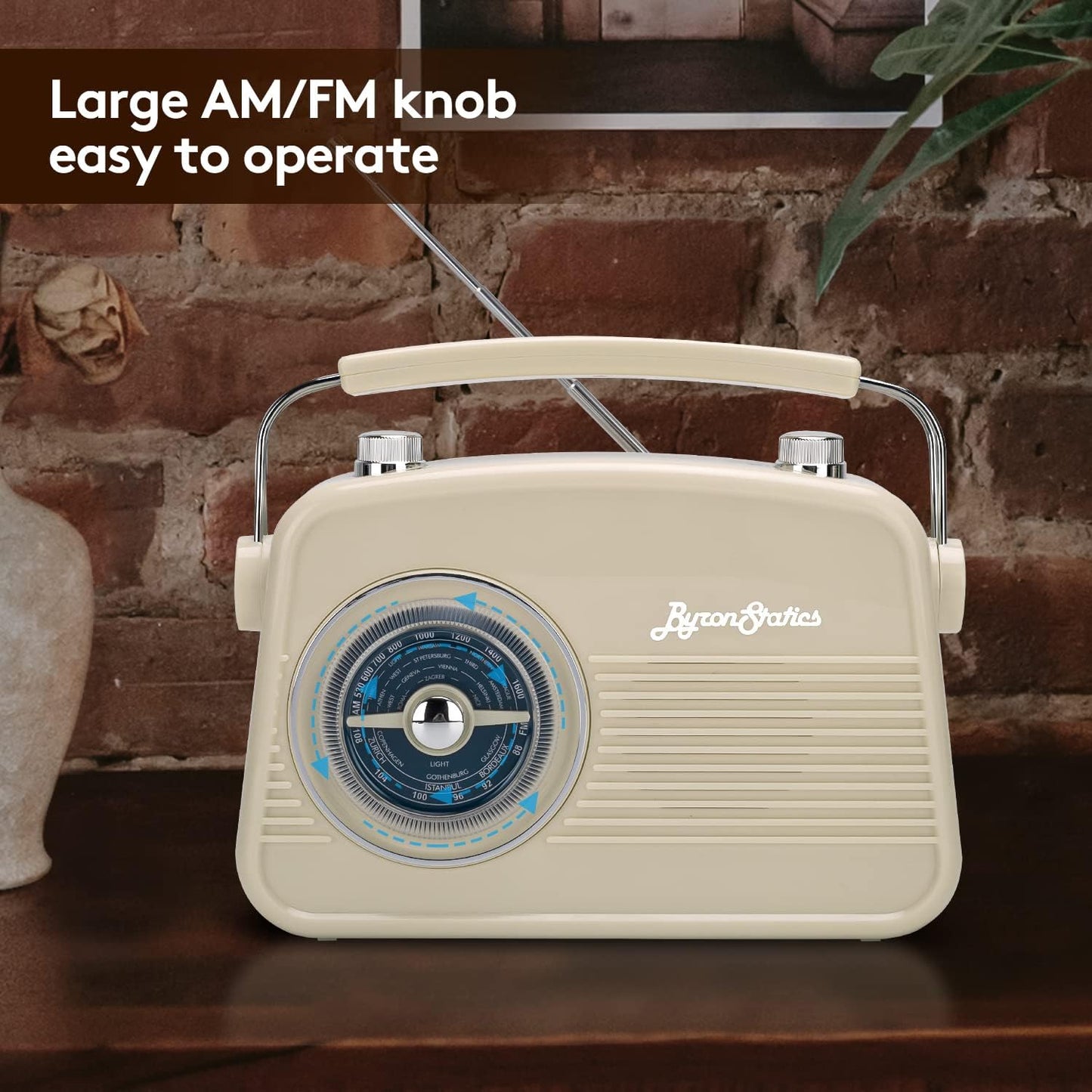 ByronStatics Portable AM FM Radio Vintage Retro Radio (OPEN BOX)