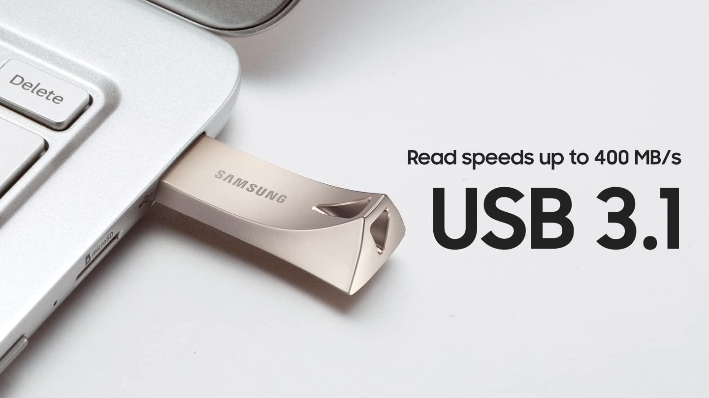 NEW SAMSUNG BAR Plus 128GB USB 3.1 Flash Drive Champagne Silver MUF-128BE3/AM