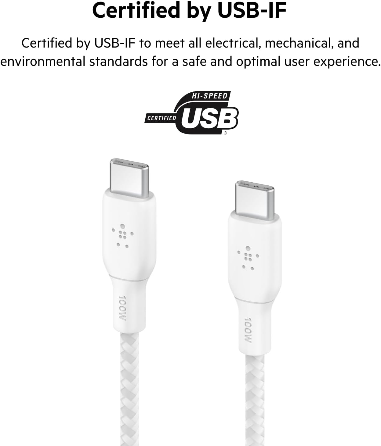 Belkin USB-C to USB-C Cable, BoostCharge Braided Power Cord (10ft) (OPEN BOX)