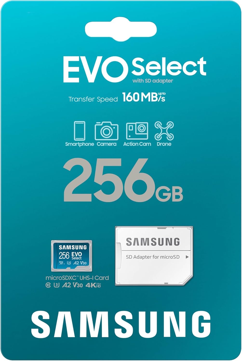 Samsung EVO Select - microSD Memory Card + Adapter, 256 GB microSDXC (DAMAGED BOX OR NO BOX)