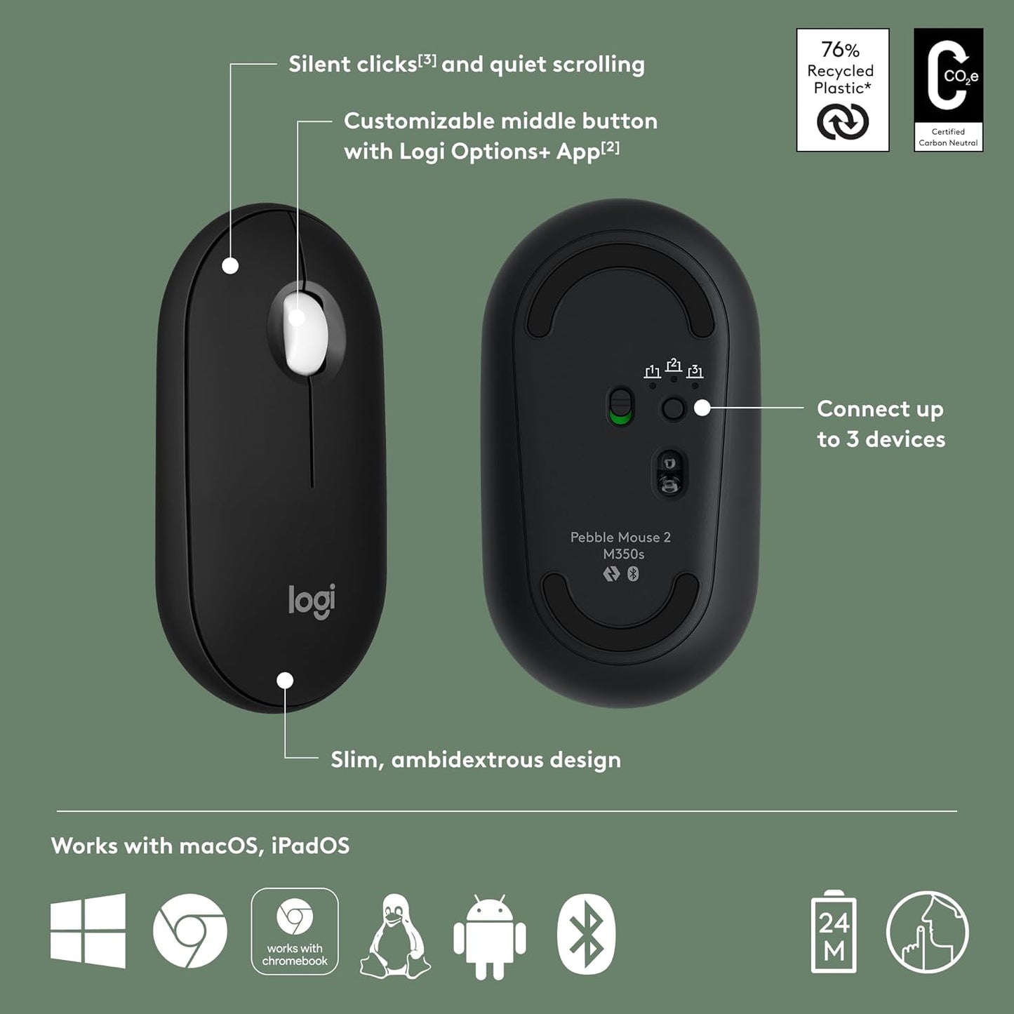 Logitech Pebble 2 M350S Bluetooth Mouse (OPEN BOX)