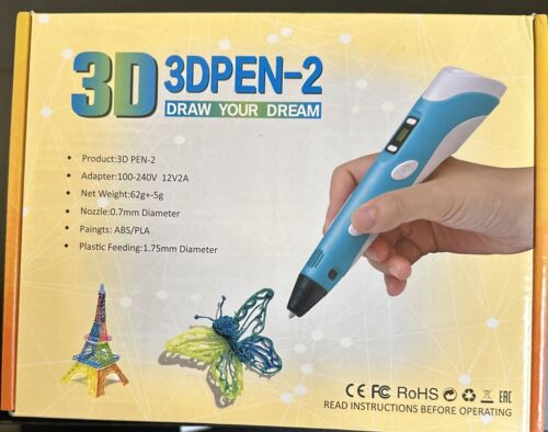 3D 3DPEN-2 Draw Your Dream Creative Printing Pen Adjustable Temp & Speed Blue